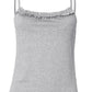 Top canotta in pizzo grigio vintage con scollo quadrato