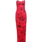 Red Print Halter Maxi Dress