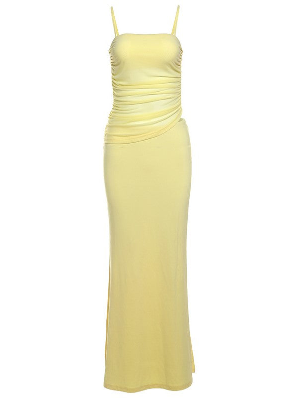 Yellow Vintage Slim Fit Cami Top &amp; Maxi Skirt Set