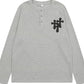 Hip Hop Kreuz Print Knopfleiste Langarm Top