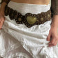 Vintage Brown Heart Studded Belt