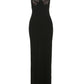 Schwarzes Spitzen Slim Cami Maxikleid