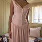 Pink Vintage Buttons Corset Maxi Dress