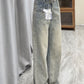 Leichte Vintage Verblassungs Effekt Unbearbeitetem Saum Boyfriend Jeans