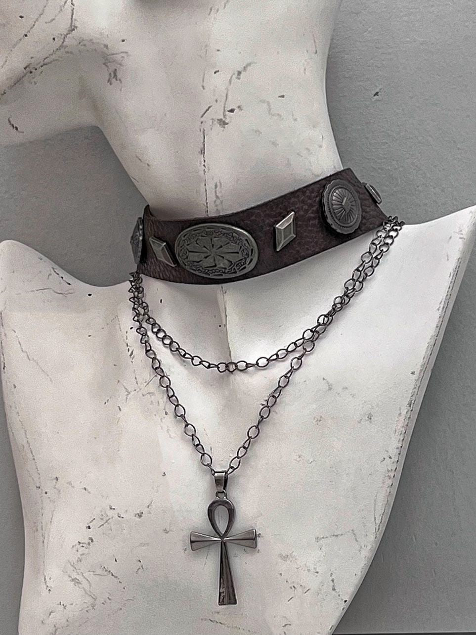 Punk Gothic Cross Choker Necklace