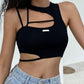 Cyberpunk Cutout Rückenfreies Rundhals Crop Cami Top