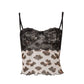 Vintage Leopard Print Lace Patchwork Mesh Cami Top