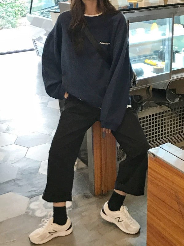 Basic plain oversized sweatshirt with logo 