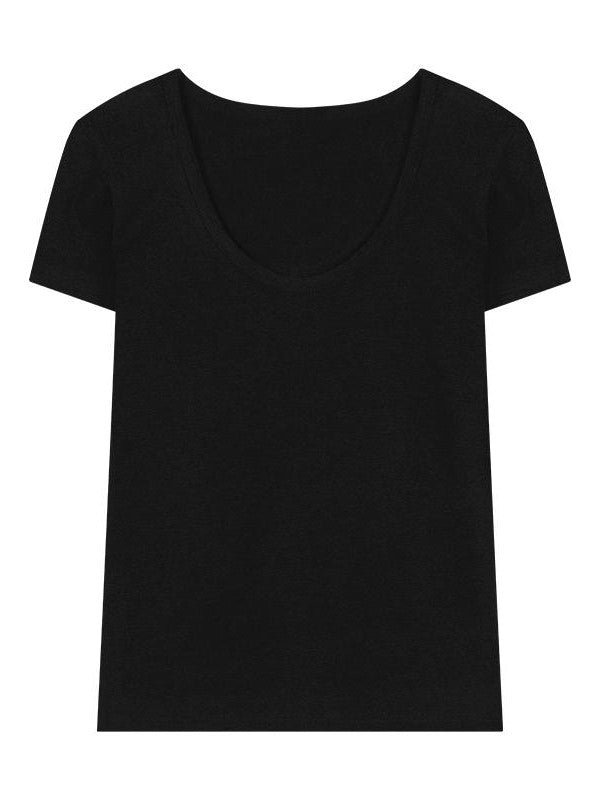 Solid Color Classic Scoop Neck Short Sleeve Top