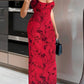 Red Print Halter Maxi Dress