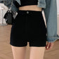 Black Classic Skinny High Waisted Denim Shorts