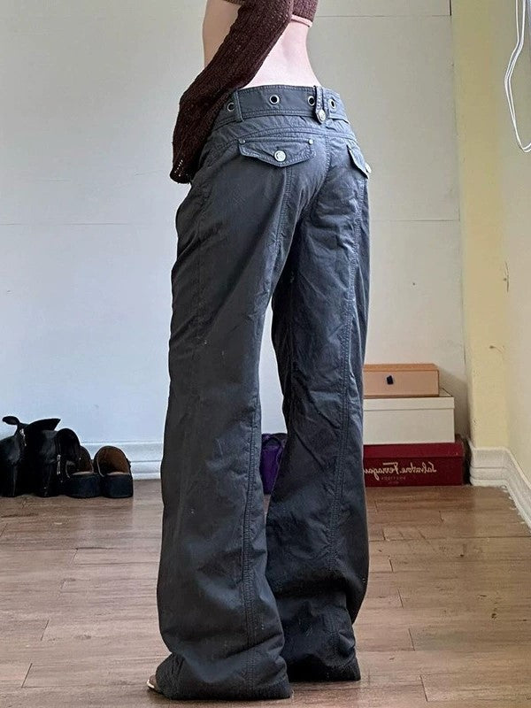 Grunge Split Waist Design Cargo Pants