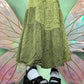 Green Fairy Grunge Patchwork Drawstring Maxi Skirt