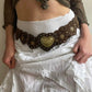 Vintage Brown Heart Studded Belt