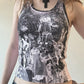 Pink punk graffiti print tank top