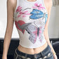 Vintage Blumen & Schmetterlingsmuster Slim Fit Tank Top