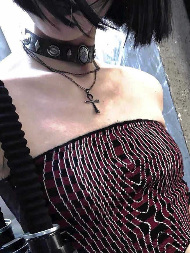 Punk Gothic Cross Choker Necklace