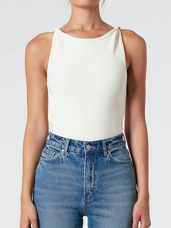 Einfarbiges Vintage ärmelloses Gedrehtes Crop Top