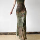 Vintage Botanical Printed Bodycon Midi Dress