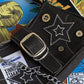 Black denim Y2K shoulder bag with star sticker