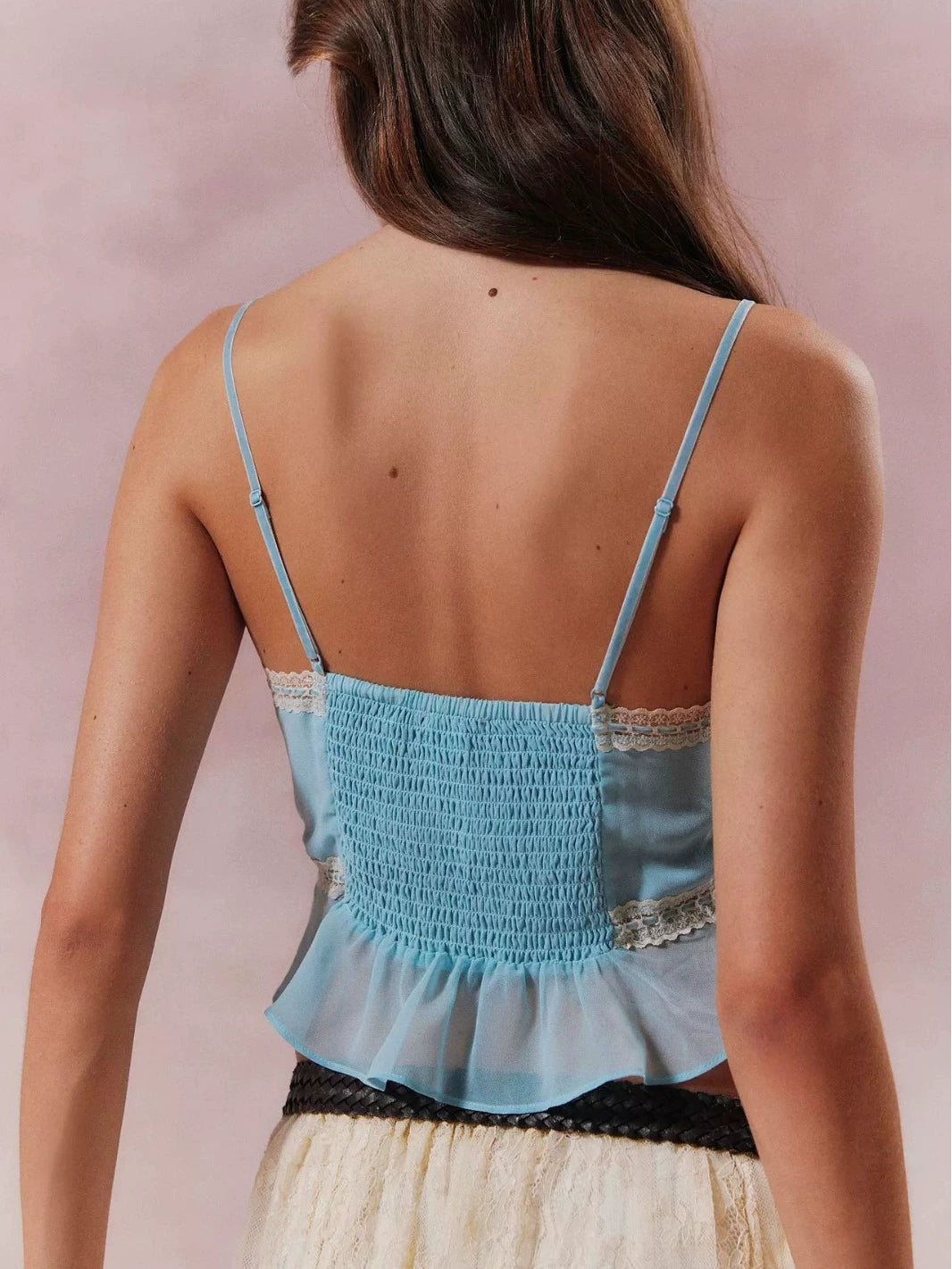 Vintage Pleated Layered Sheer Cami Top