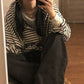 Vintage Stripe Zipper Cardigan Hoodie