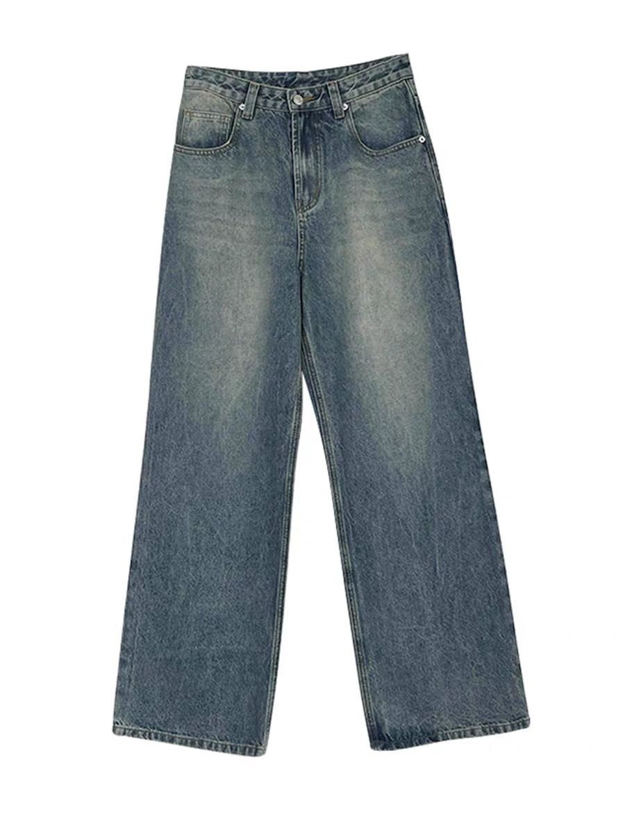 JY Vintage American Style Washed Effect Wide Leg Jeans / Vintage American Style Washed Wide Leg Jeans