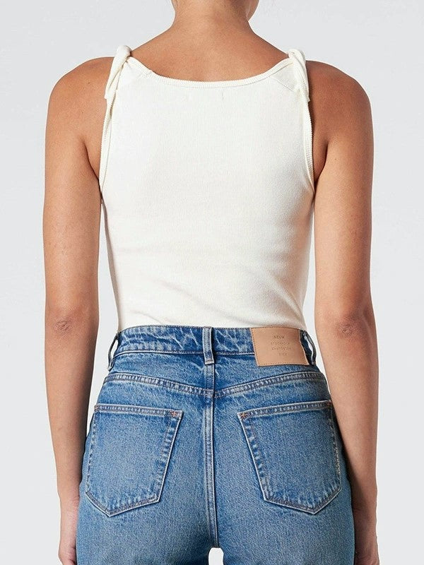 Einfarbiges Vintage ärmelloses Gedrehtes Crop Top