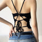 Black Backless Cross Strap Cami Top