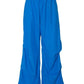 Blaue Retro High Waist Weitem Bein Cargohose