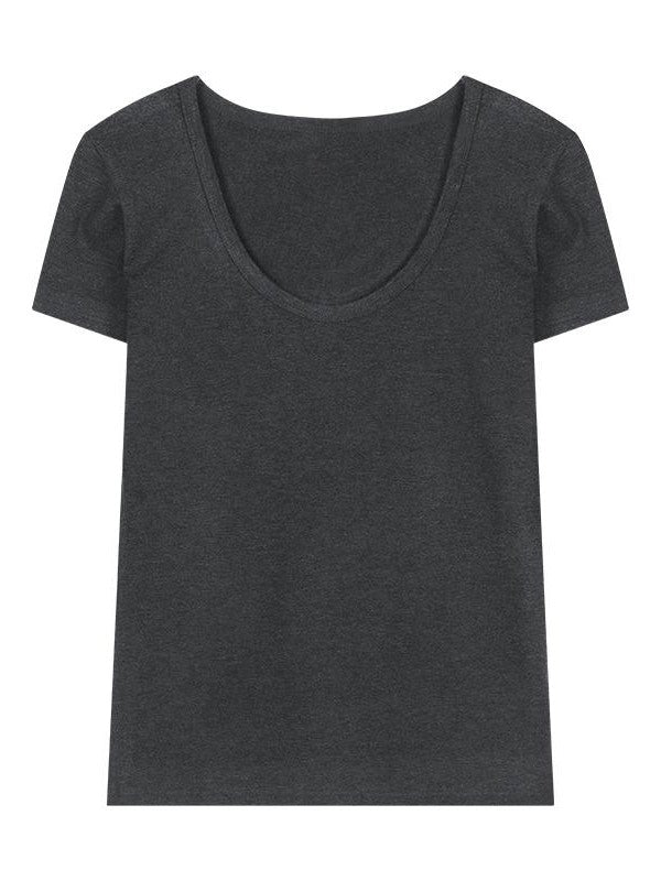 Solid Color Classic Scoop Neck Short Sleeve Top