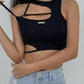 Cyberpunk Cutout Rückenfreies Rundhals Crop Cami Top