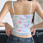 Y2K Butterfly Print Double Layer Mesh Crop Cami Top