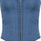 Top corsetto in denim blu con chiusura a gancio vintage