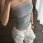 Grey rhinestone bandeau top