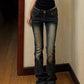 Dark Vintage Washed Low Waist Flared Pants