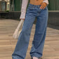 90er Dunkelblaue Lockere Baggy Boyfriend Jeans mit Niedriger Taille