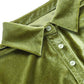 Green vintage velvet shirt dress with ruffles