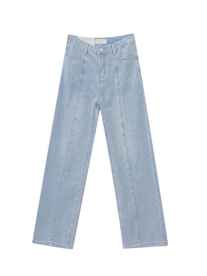 Blaue Vintage Nahtdetails Waschung Boyfriend Jeans