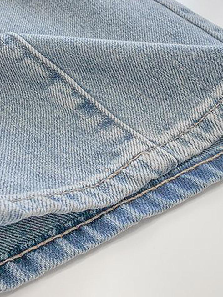 Blaue Vintage Nahtdetails Waschung Boyfriend Jeans