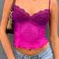 Vintage Sheer Mesh Pilz Cami Top mit V-Ausschnitt