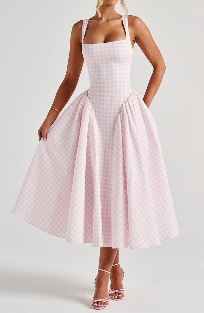 Lorenza Midikleid - Blush Gingham