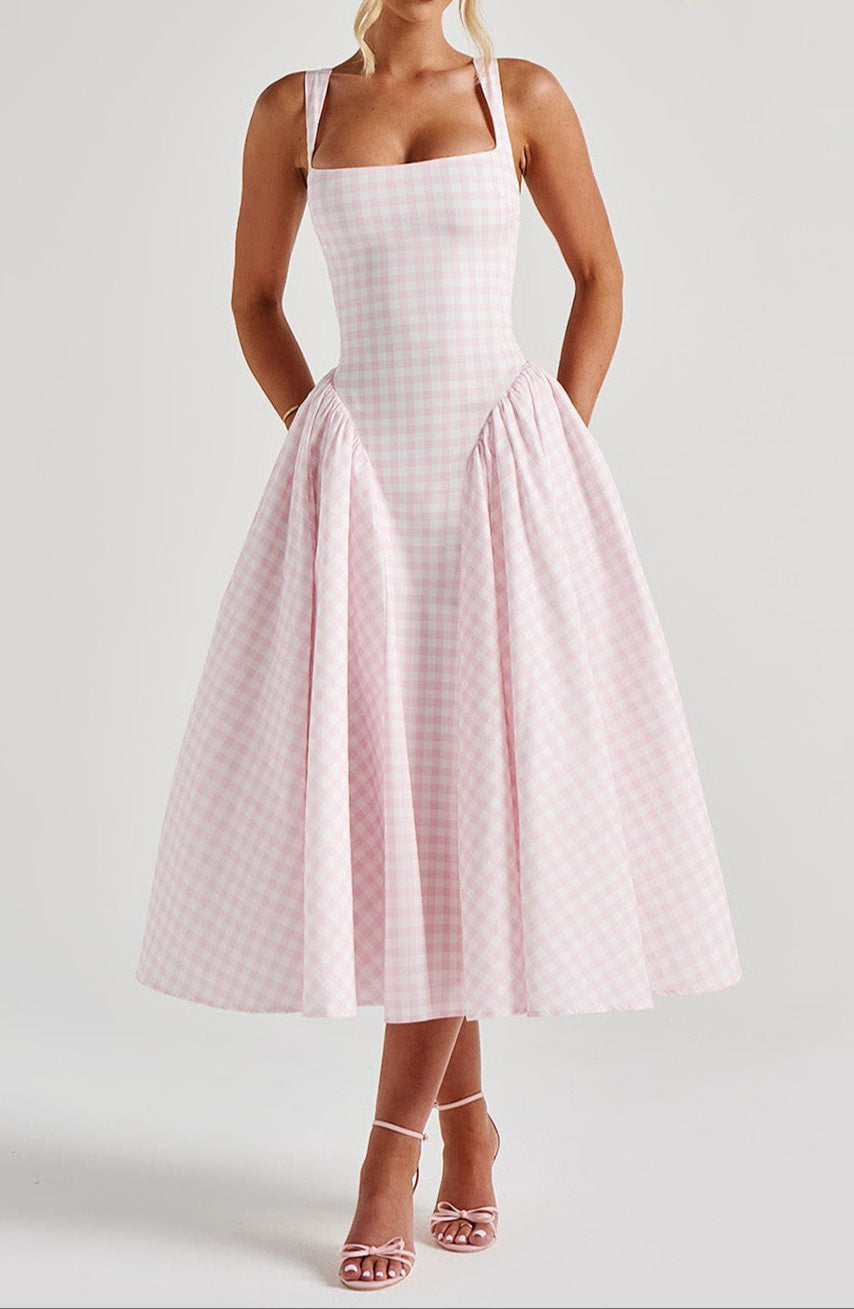 Lorenza Midikleid - Blush Gingham