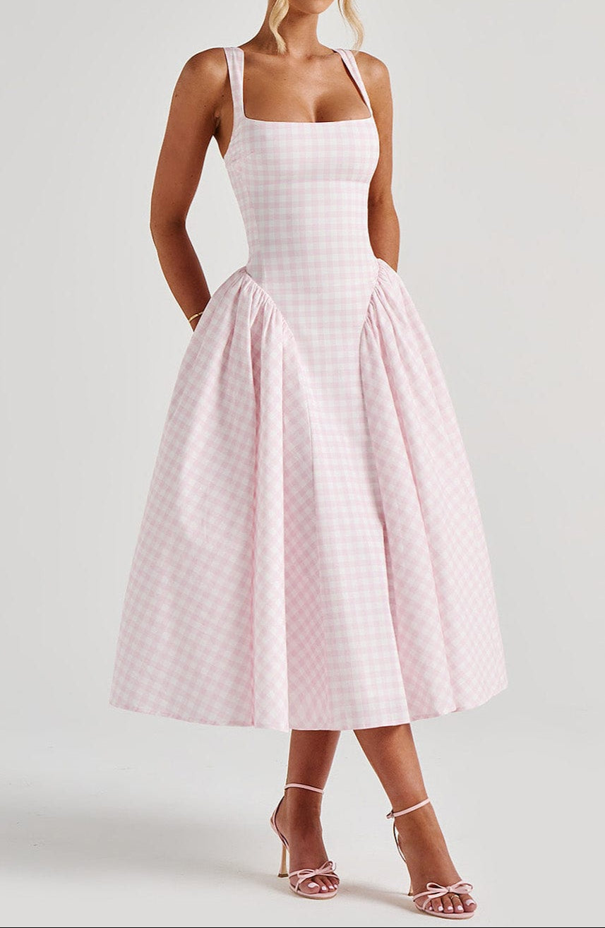 Lorenza Midikleid - Blush Gingham
