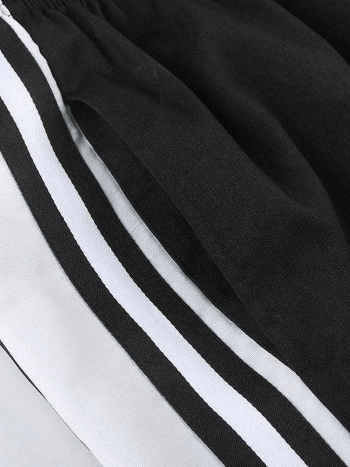 Black Classic Baggy Sweatpants with Side Stripes