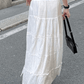 Gonna longuette bianca vintage con spacco