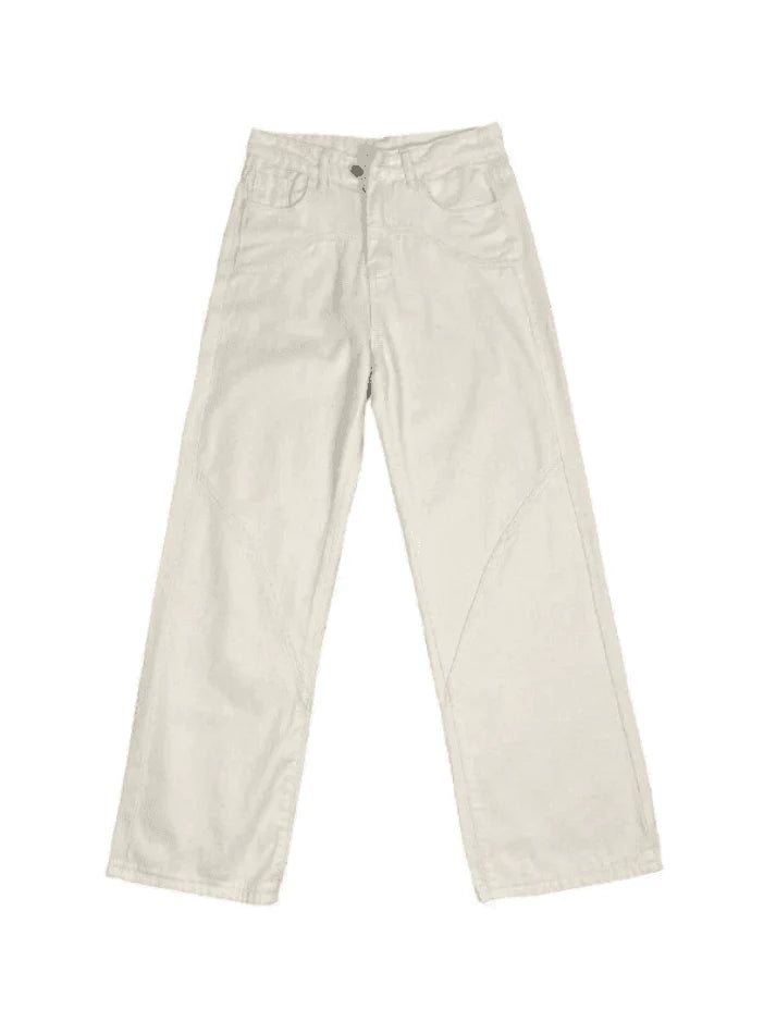 Vintage Weiße Baggy Boyfriend Jeans mit Splice
