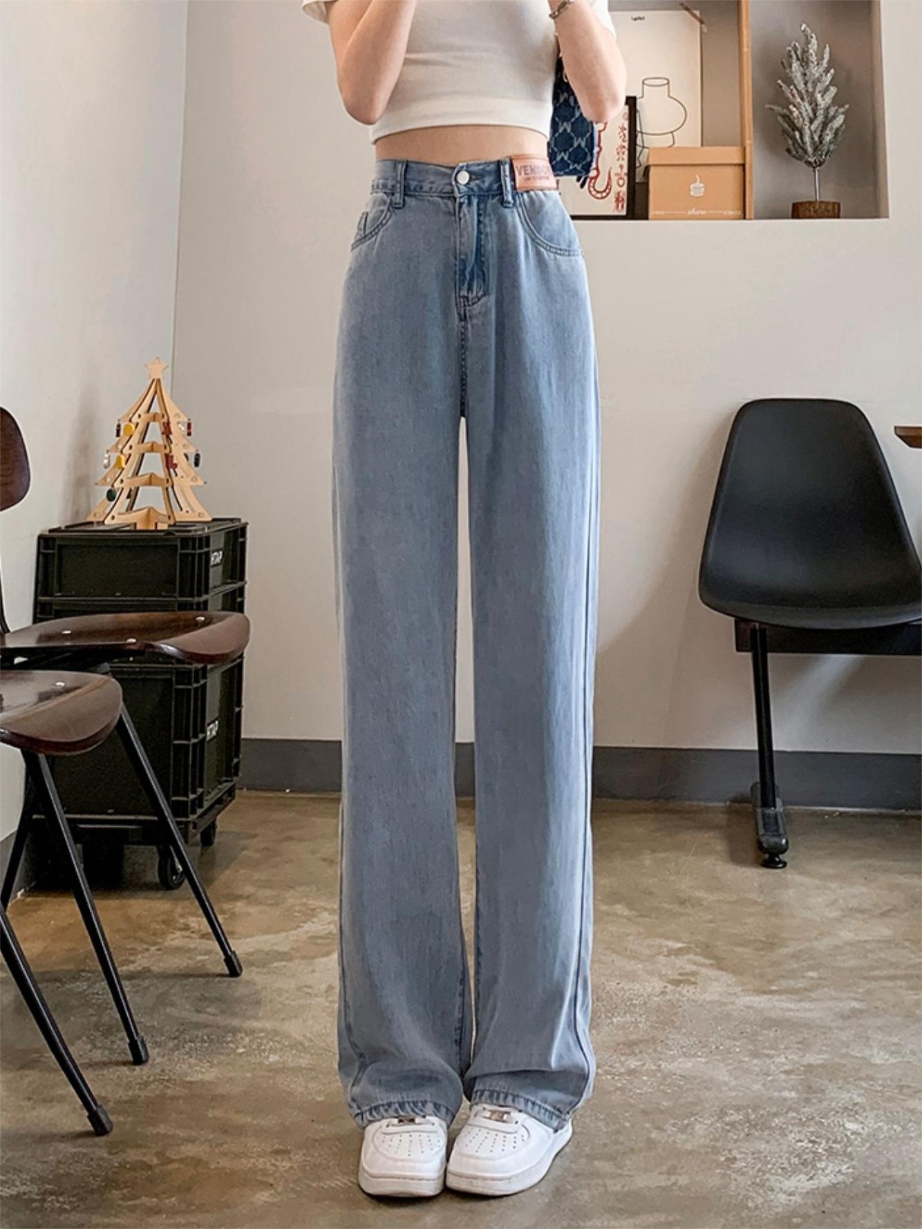Basic Baggy Air Jeans mit hoher Taille