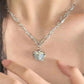 Y2k Herz Rhinestone Doppelschicht Halskette