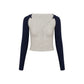 Top corto raglan schoolcore con cappuccio e abbottonatura